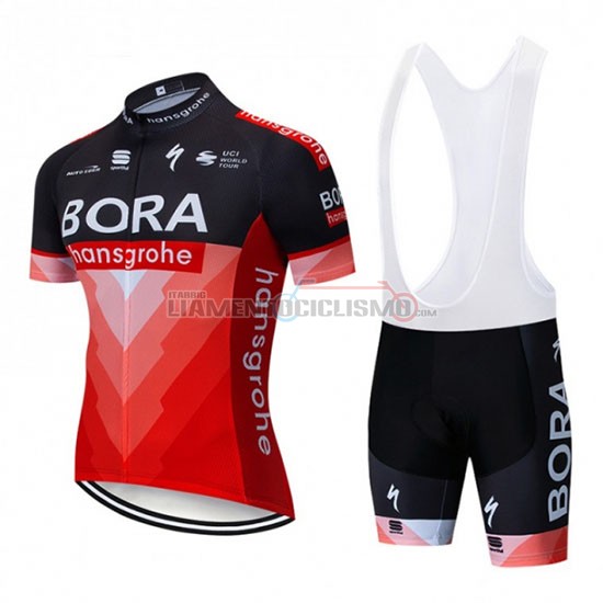 Abbigliamento Ciclismo Bora Manica Corta 2019 Nero Rosso